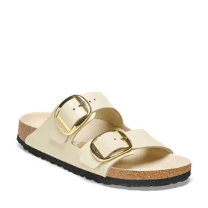 כפכפי בירקנשטוק - Birkenstock Arizona Big Buckle High Shine Ecru